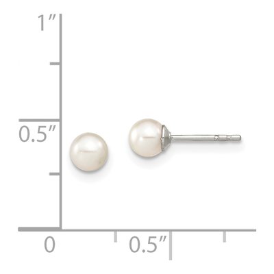Sterling Silver Round Freshwater Cultured Pearl Stud Earrings – view 5