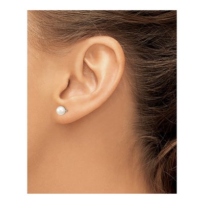 Sterling Silver Round Freshwater Cultured Pearl Stud Earrings – view 4