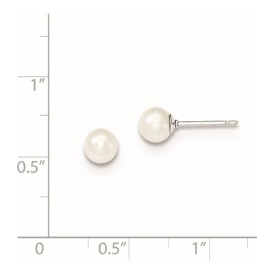 Sterling Silver Round Freshwater Cultured Pearl Stud Earrings – view 5
