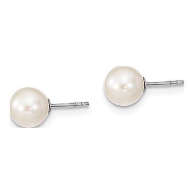 Sterling Silver Round Freshwater Cultured Pearl Stud Earrings – view 3
