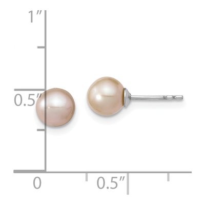 Sterling Silver Round Freshwater Cultured Pearl Stud Earrings – view 5
