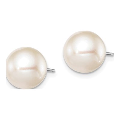 Sterling Silver Round Freshwater Cultured Pearl Stud Earrings – view 3