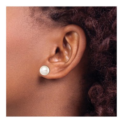 Sterling Silver Round Freshwater Cultured Pearl Stud Earrings – view 4