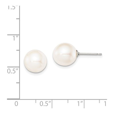 Sterling Silver Round Freshwater Cultured Pearl Stud Earrings – view 5