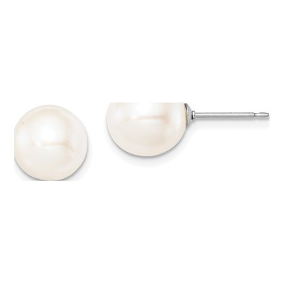Sterling Silver Round Freshwater Cultured Pearl Stud Earrings