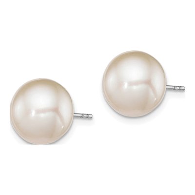 Sterling Silver Round Freshwater Cultured Pearl Stud Earrings – view 3