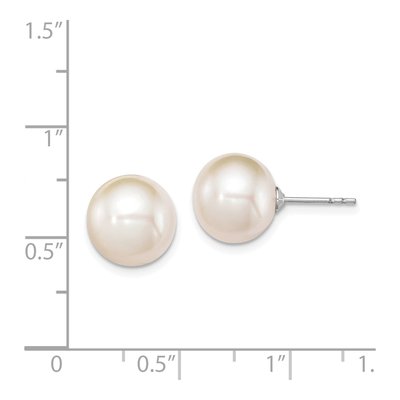 Sterling Silver Round Freshwater Cultured Pearl Stud Earrings – view 5
