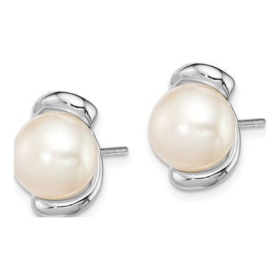 Sterling Silver Freshwater Cultured Pearl Button Stud Earrings – view 3
