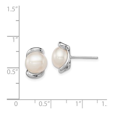 Sterling Silver Freshwater Cultured Pearl Button Stud Earrings – view 5