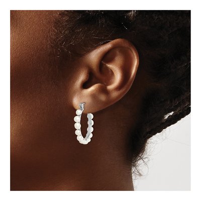 Sterling Silver 30mm Freshwater Cultured Pearl Hoop Earrings – view 4