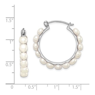 Sterling Silver 30mm Freshwater Cultured Pearl Hoop Earrings – view 5