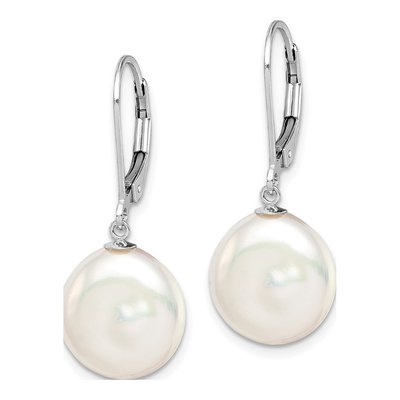 Sterling Silver Freshwater Cultured Pearl Coin Leverback Earrings – view 3