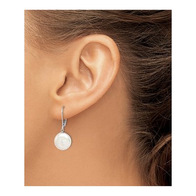 Sterling Silver Freshwater Cultured Pearl Coin Leverback Earrings – view 4