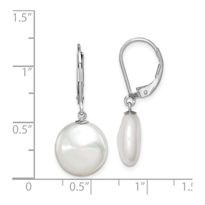 Sterling Silver Freshwater Cultured Pearl Coin Leverback Earrings – view 5