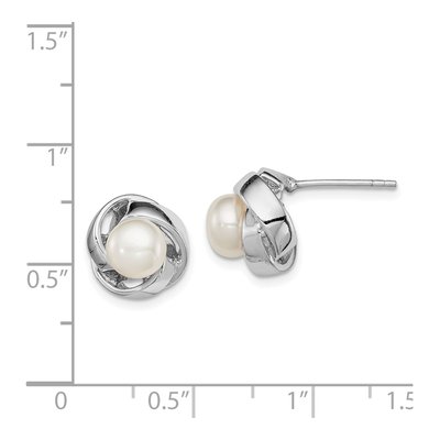 Sterling Silver Button Freshwater Cultured Pearl Stud Earrings – view 5
