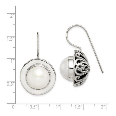 Sterling Silver Freshwater Cultured Pearl Filigree Mabe Dangle Earrings – view 5