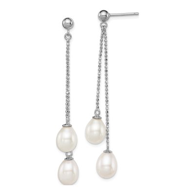 Sterling Silver Freshwater Cultured Pearl Dangle Earrings