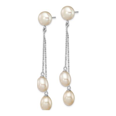 Sterling Silver Freshwater Cultured Pearl Dangle Earrings – view 3