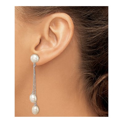 Sterling Silver Freshwater Cultured Pearl Dangle Earrings – view 4