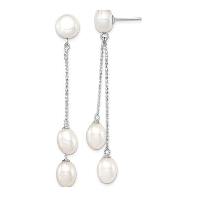 Sterling Silver Freshwater Cultured Pearl Dangle Earrings