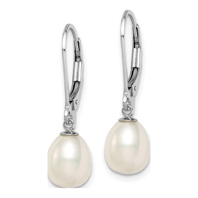 Sterling Silver Freshwater Cultured Pearl Leverback Earrings – view 3