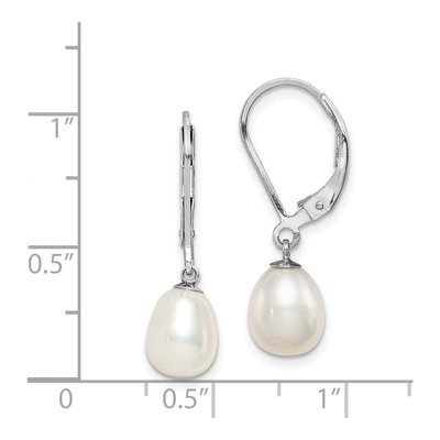 Sterling Silver Freshwater Cultured Pearl Leverback Earrings – view 5