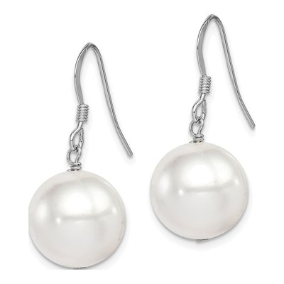 Sterling Silver Simulated Pearl Shell Dangle Earrings – view 3