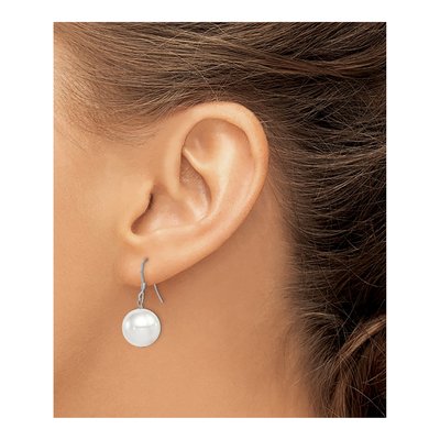 Sterling Silver Simulated Pearl Shell Dangle Earrings – view 4