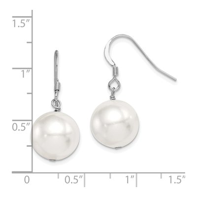 Sterling Silver Simulated Pearl Shell Dangle Earrings – view 5