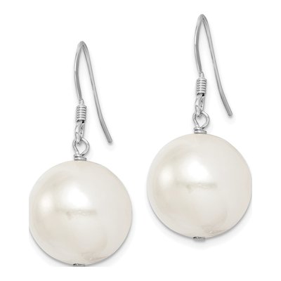 Sterling Silver Simulated Pearl Shell Dangle Earrings – view 3