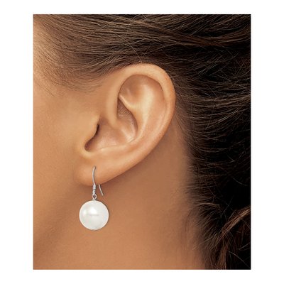 Sterling Silver Simulated Pearl Shell Dangle Earrings – view 4