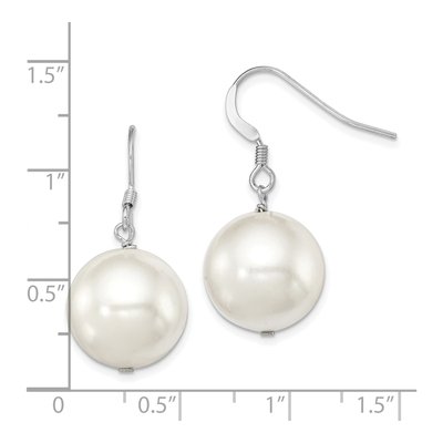 Sterling Silver Simulated Pearl Shell Dangle Earrings – view 5