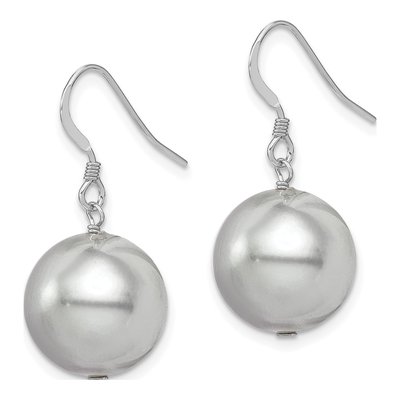 Sterling Silver Simulated Pearl Shell Dangle Earrings – view 3