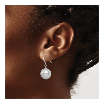 Sterling Silver Simulated Pearl Shell Dangle Earrings – view 4