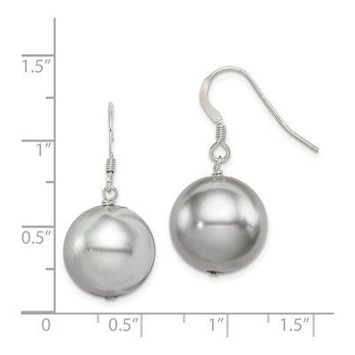 Sterling Silver Simulated Pearl Shell Dangle Earrings – view 5