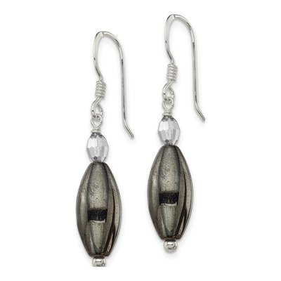 Sterling Silver Crystal Hematite Dangle Earrings – view 3
