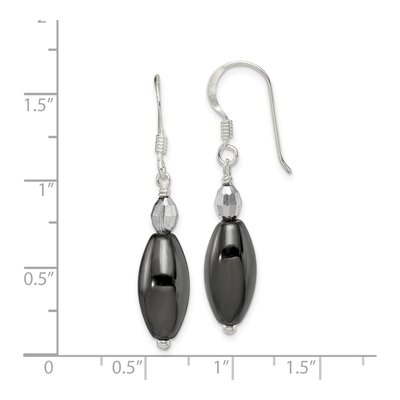 Sterling Silver Crystal Hematite Dangle Earrings – view 5