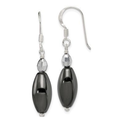 Sterling Silver Crystal Hematite Dangle Earrings