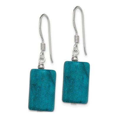 Sterling Silver Blue Jasper Rectangle Dangle Earrings – view 3