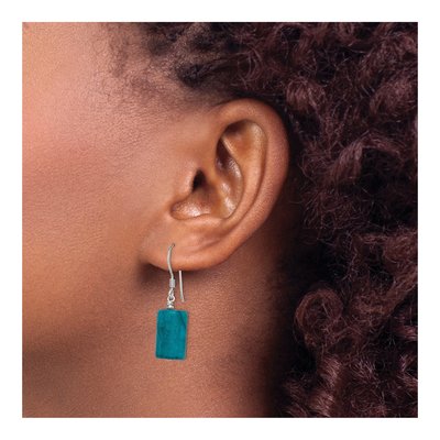 Sterling Silver Blue Jasper Rectangle Dangle Earrings – view 4