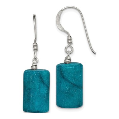 Sterling Silver Blue Jasper Rectangle Dangle Earrings