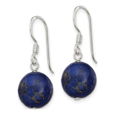 Sterling Silver Reconstructed Lapis Dangle Earrings – view 3