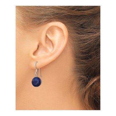 Sterling Silver Reconstructed Lapis Dangle Earrings – view 4