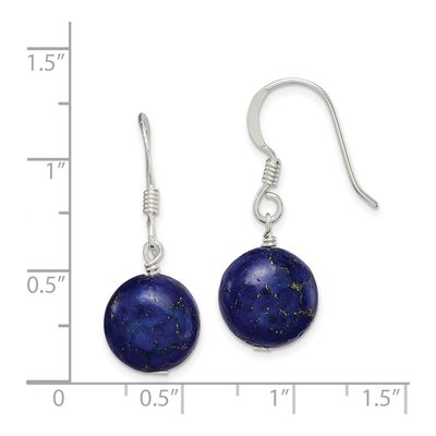 Sterling Silver Reconstructed Lapis Dangle Earrings – view 5