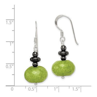 Sterling Silver Green Jade Hematite Dangle Earrings – view 5