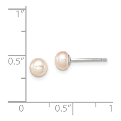 Sterling Silver Pink Freshwater Cultured Pearl Girls' Button Stud Earrings – view 4