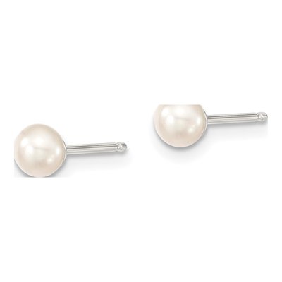 Sterling Silver Button Freshwater Cultured Pearl Girls' Stud Earrings – view 2