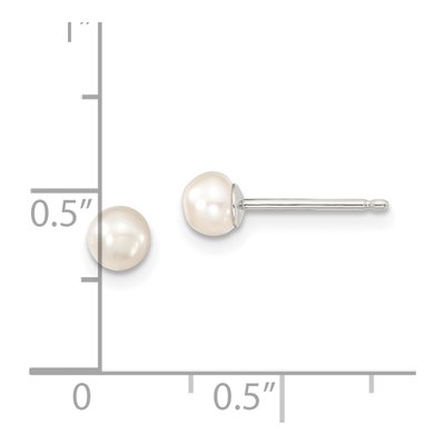 Sterling Silver Button Freshwater Cultured Pearl Girls' Stud Earrings – view 4