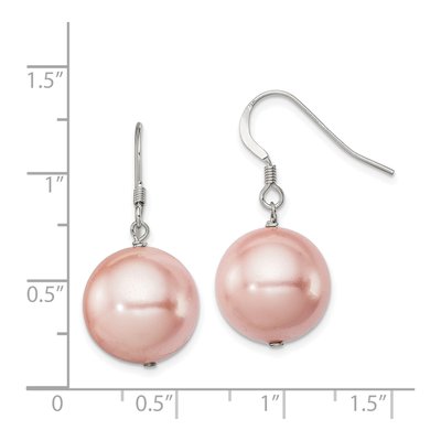 Sterling Silver Simulated Pearl Shell Dangle Earrings – view 5