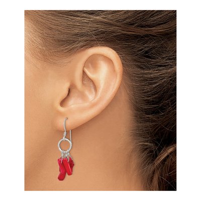 Sterling Silver Red Coral Circle Dangle Earrings – view 4